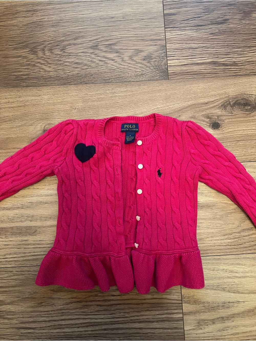 Polo Ralph Lauren Pink Cable Knit Peplum Cardigan Sweater 4
